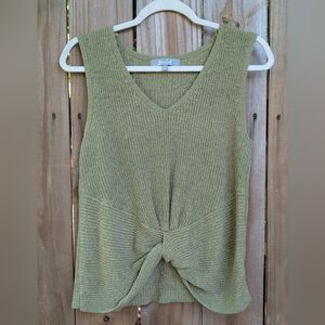 Marled Sage Olive Green Sleeveless Knit Sweater Top